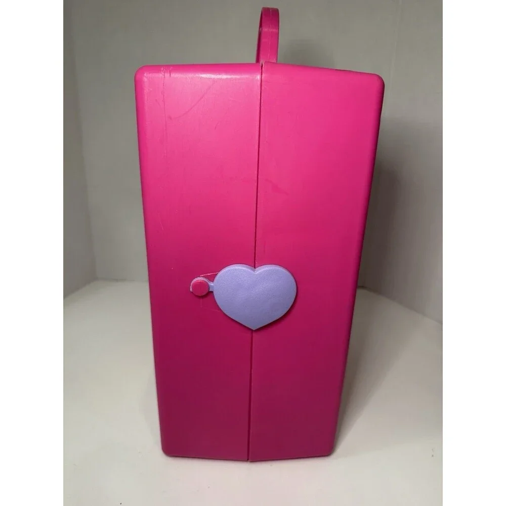 Vintage 1998 Barbie Fashion Doll Trunk Wardrobe Closet Carry Case Pink w/Hangers